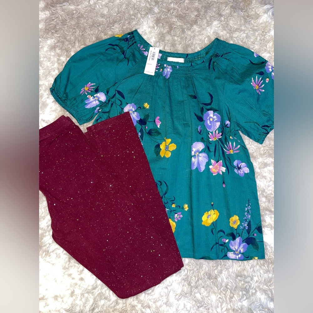 NWT Old Navy peasant top & leggings Sz 10-12 Large